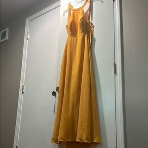 Azazie Gold Halter Maxi Sundress